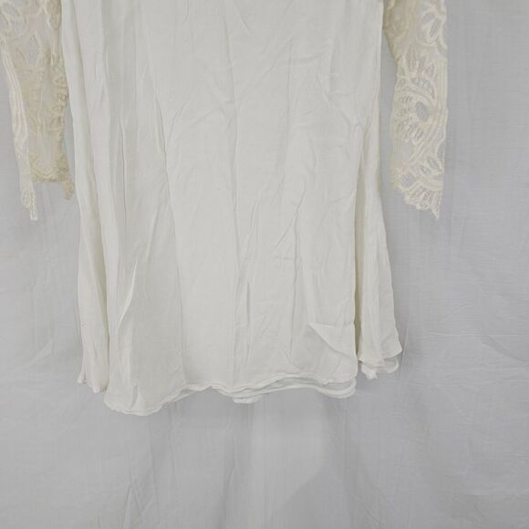 Lovers + Friends Freesia White Mini Dress Size XS Deep Back Lace Sleeves Ivory - Picture 4 of 7